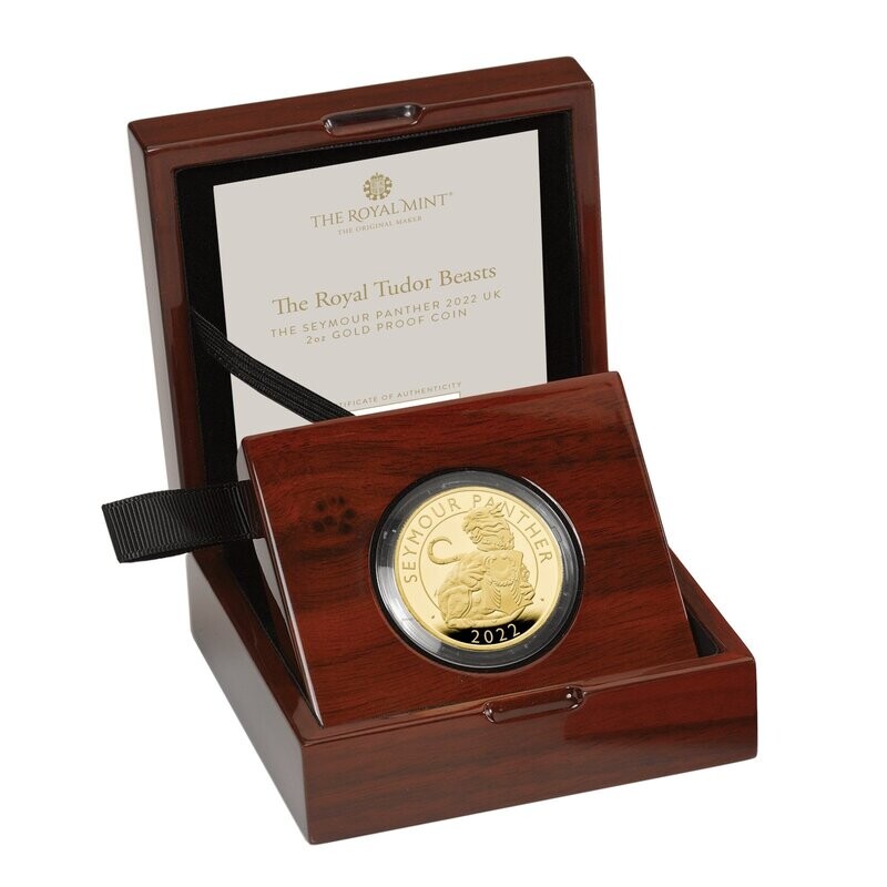 2022 Royal Tudor Beasts Seymour Panther £200 Gold Proof 2oz Coin Box Coa 2022 Royal Tudor Beasts Seymour Panther £200 Gold Proof 2oz Coin Box Coa