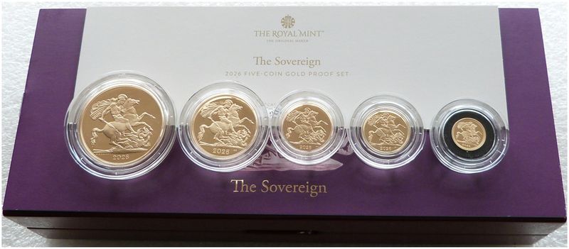 2026 St George and the Dragon Sovereign Gold Proof 5 Coin Set Box Coa - Last Set in Stock 2026 St George and the Dragon Sovereign Gold Proof 5 Coin Set Box Coa - Last Set in Stock