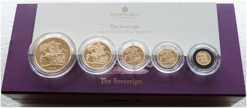 2026 St George and the Dragon Sovereign Gold Proof 5 Coin Set Box Coa - Last Set in Stock 2026 St George and the Dragon Sovereign Gold Proof 5 Coin Set Box Coa - Last Set in Stock