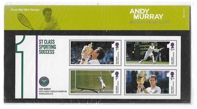 2013 Royal Mail Andy Murray Wimbledon Tennis Championship 4 Stamp Presentation Pack 2013 Royal Mail Andy Murray Wimbledon Tennis Championship 4 Stamp Presentation Pack