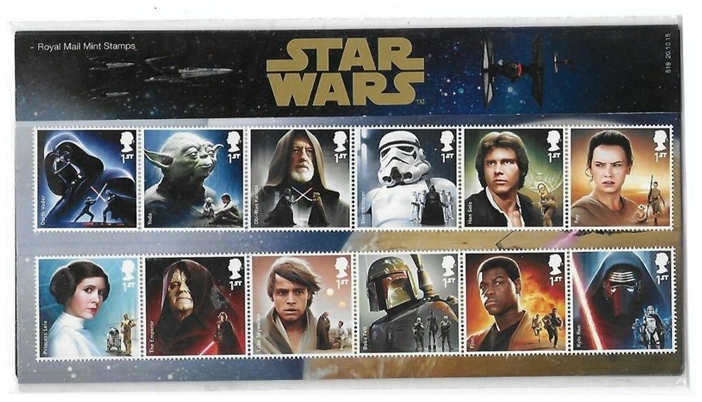2015 Royal Mail Star Wars 18 Stamp Presentation Pack and Mini Sheet 2015 Royal Mail Star Wars 18 Stamp Presentation Pack and Mini Sheet