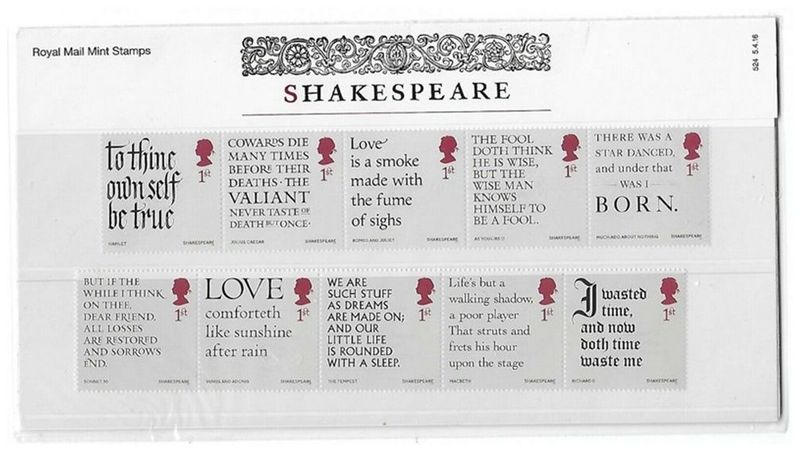 2016 Royal Mail William Shakespeare 10 Stamp Presentation Pack 2016 Royal Mail William Shakespeare 10 Stamp Presentation Pack