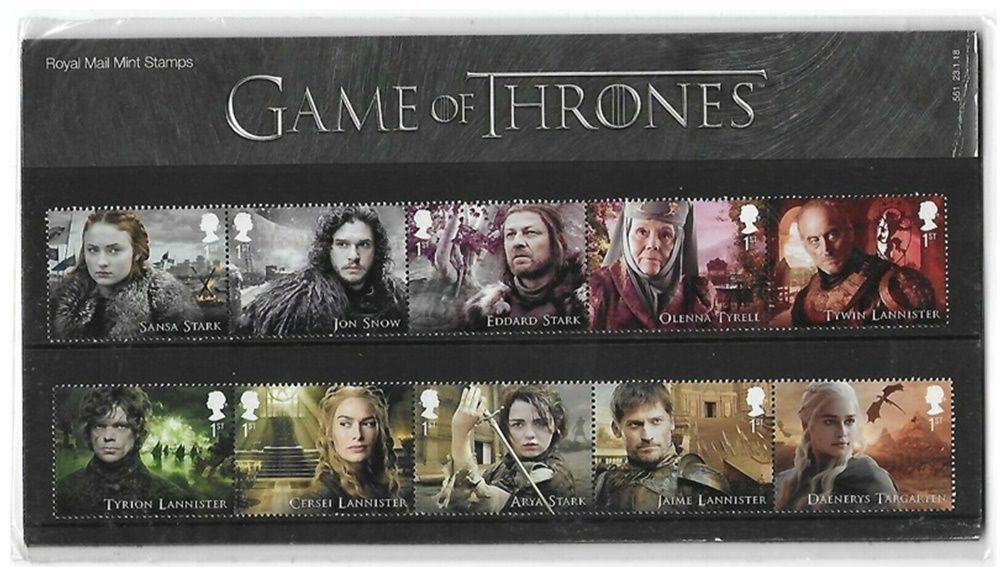 2018 Royal Mail Game of Thrones 15 Stamp Presentation Pack and Mini Sheet 2018 Royal Mail Game of Thrones 15 Stamp Presentation Pack and Mini Sheet