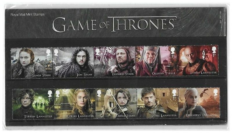 2018 Royal Mail Game of Thrones 15 Stamp Presentation Pack and Mini Sheet 2018 Royal Mail Game of Thrones 15 Stamp Presentation Pack and Mini Sheet