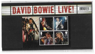 2017 Royal Mail David Bowie 10 Stamp Presentation Pack and Mini Sheet