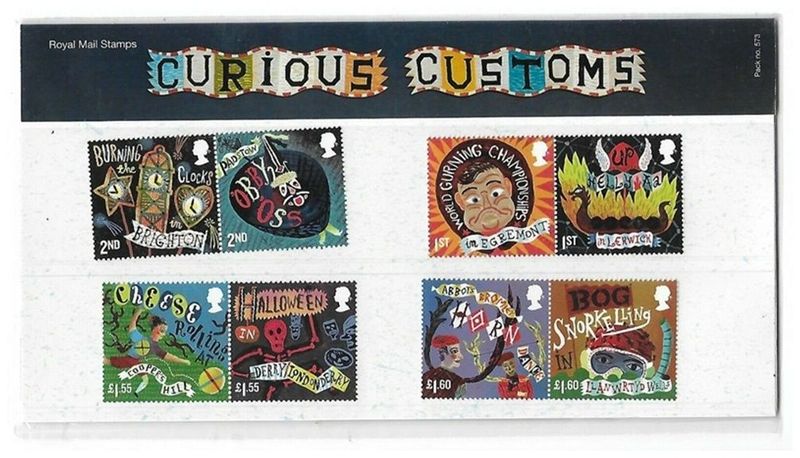 2019 Royal Mail Curious Customs 8 Stamp Presentation Pack 2019 Royal Mail Curious Customs 8 Stamp Presentation Pack