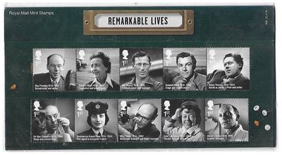2014 Royal Mail Remarkable Lives 10 Stamp Presentation Pack