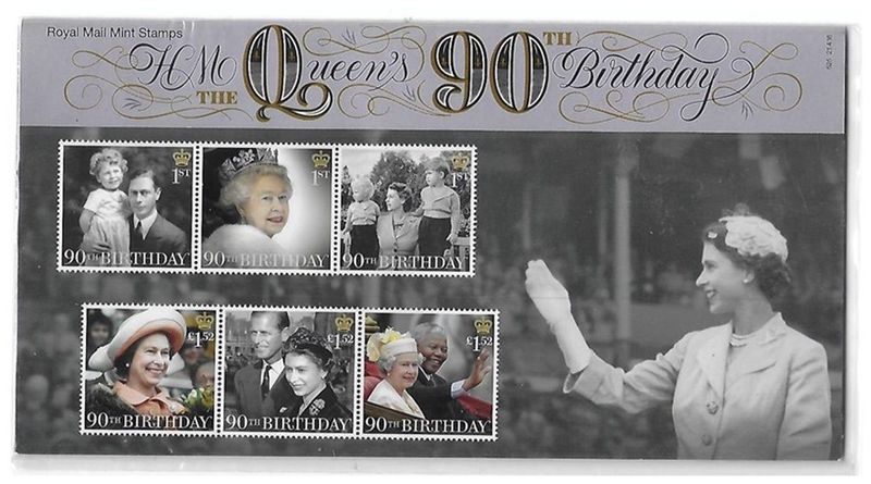 2016 Royal Mail Queen's 90th Birthday 10 Stamp Presentation Pack and Mini Sheet 2016 Royal Mail Queen's 90th Birthday 10 Stamp Presentation Pack and Mini Sheet
