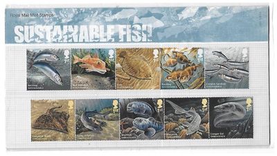 2014 Royal Mail Sustainable Fish 10 Stamp Presentation Pack