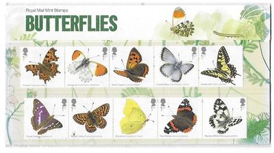 2013 Royal Mail Butterflies 10 Stamp Presentation Pack