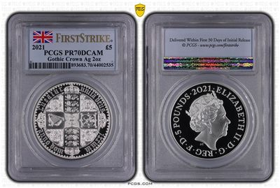 2021 Great Engravers Gothic Crown £5 Silver Proof 2oz Coin PCGS