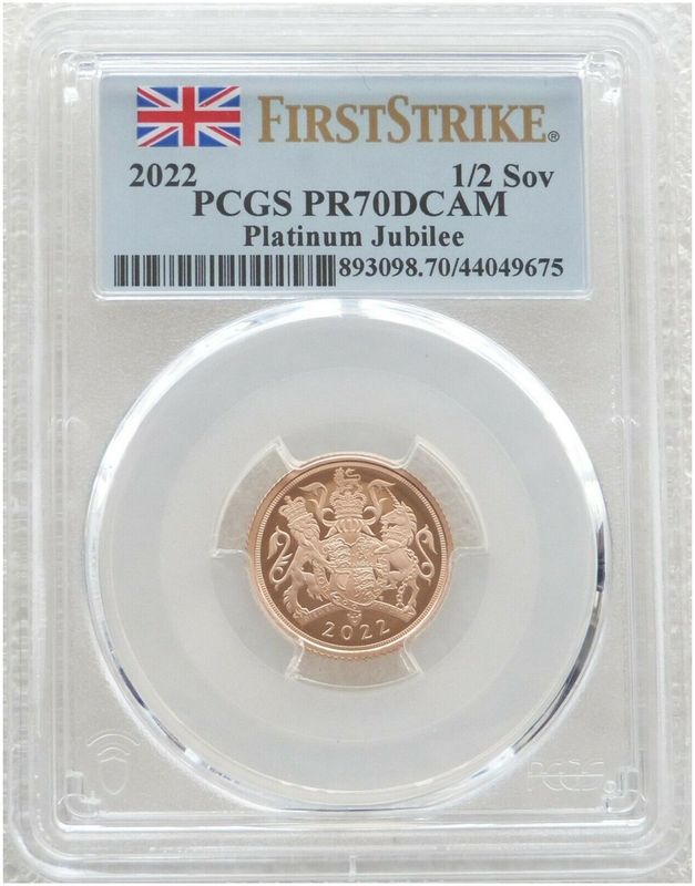 2022 Platinum Jubilee Half Sovereign Gold Proof Coin PCGS PR70 DCAM First Strike 2022 Platinum Jubilee Half Sovereign Gold Proof Coin PCGS PR70 DCAM First Strike