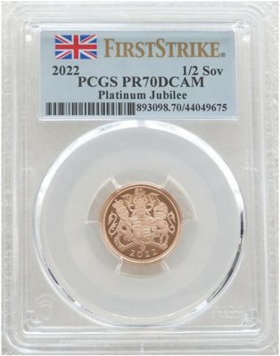 2022 Platinum Jubilee Half Sovereign Gold Proof Coin PCGS PR70 DCAM First Strike 2022 Platinum Jubilee Half Sovereign Gold Proof Coin PCGS PR70 DCAM First Strike