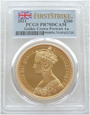 2021 Great Engravers Gothic Crown Victoria Portrait £200 Gold Proof 2oz Coin PCGS PR70 DCAM First Strike - Pop 2 2021 Great Engravers Gothic Crown Victoria Portrait £200 Gold Proof 2oz Coin PCGS PR70 DCAM First Strike - Pop 2