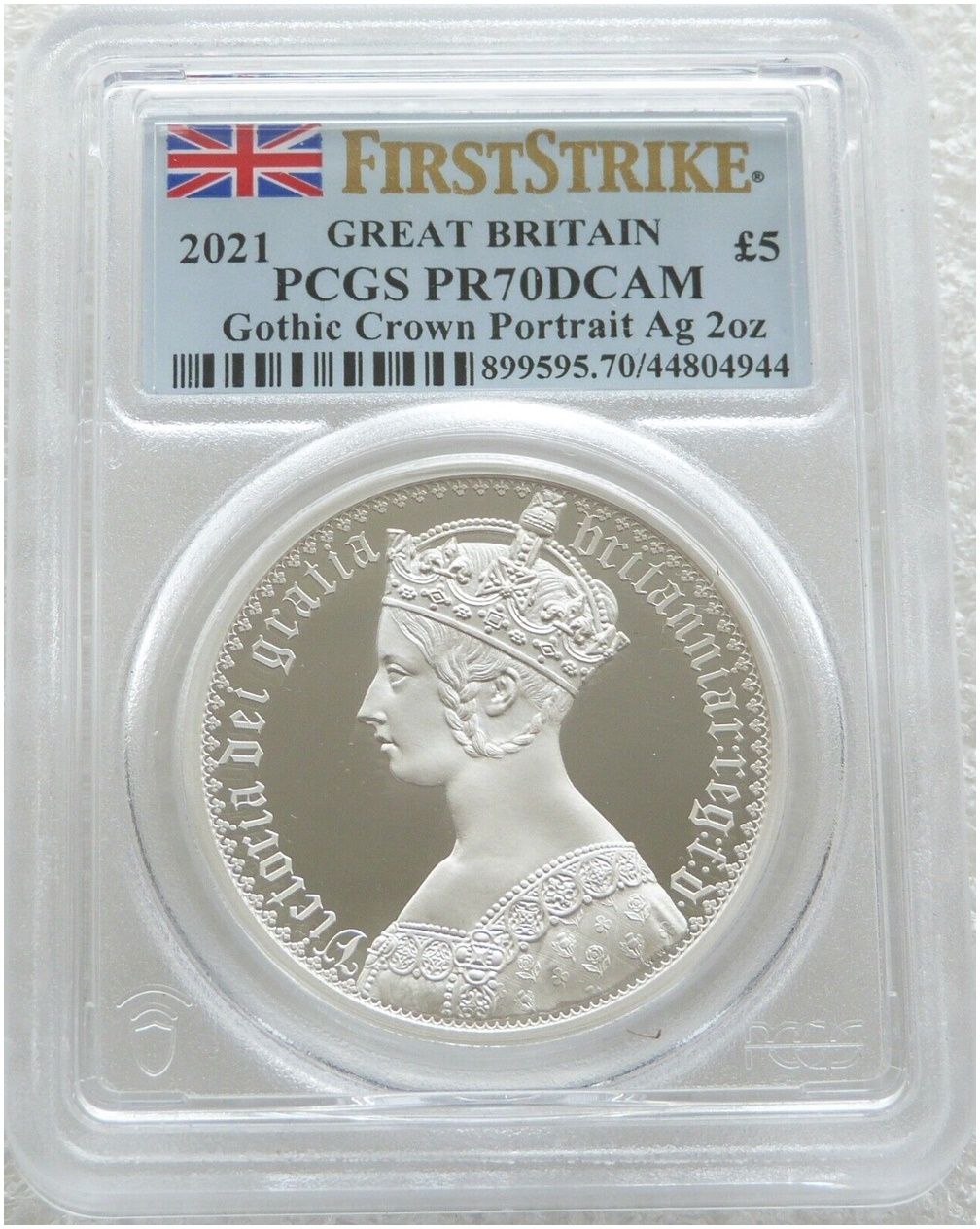 2021 Great Engravers Gothic Crown Victoria Portrait £5 Silver Proof 2oz Coin PCGS PR70 DCAM First Strike 2021 Great Engravers Gothic Crown Victoria Portrait £5 Silver Proof 2oz Coin PCGS PR70 DCAM First Strike