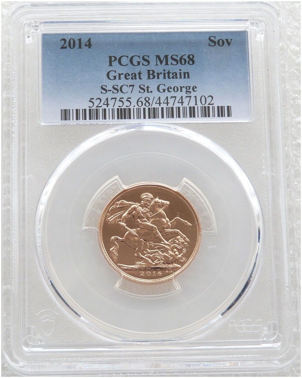 2014 St George and the Dragon Full Sovereign Gold Coin PCGS MS68