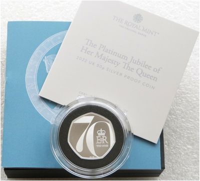 2022 Platinum Jubilee 50p Silver Proof Coin Box Coa 2022 Platinum Jubilee 50p Silver Proof Coin Box Coa