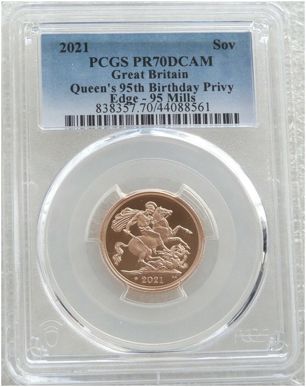 2021 Queen's 95th Birthday Privy Full Sovereign Gold Proof Coin PCGS PR70 DCAM 2021 Queen's 95th Birthday Privy Full Sovereign Gold Proof Coin PCGS PR70 DCAM
