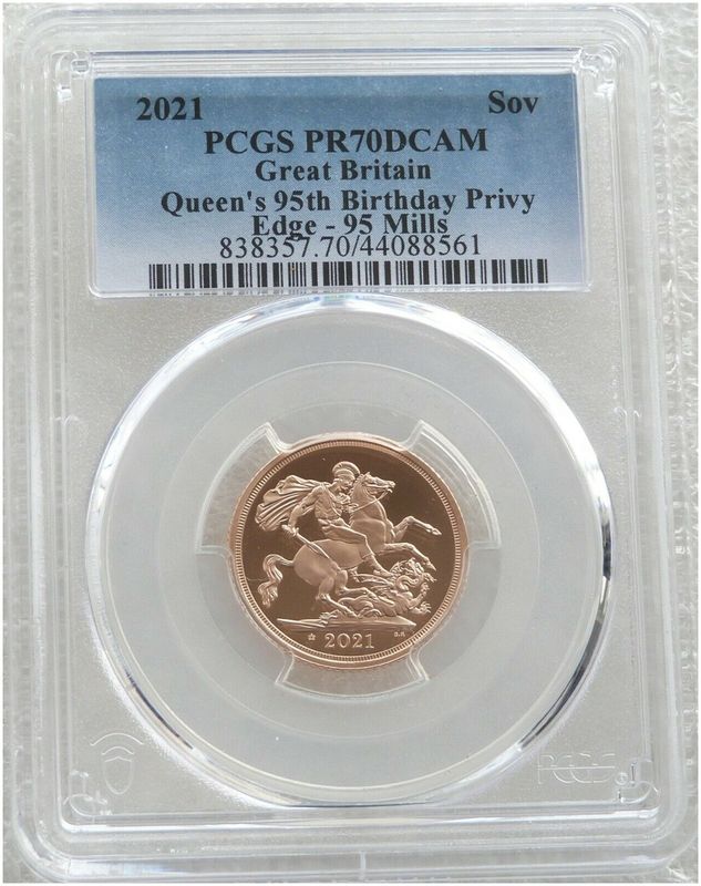 2021 Queen's 95th Birthday Privy Full Sovereign Gold Proof Coin PCGS PR70 DCAM 2021 Queen's 95th Birthday Privy Full Sovereign Gold Proof Coin PCGS PR70 DCAM