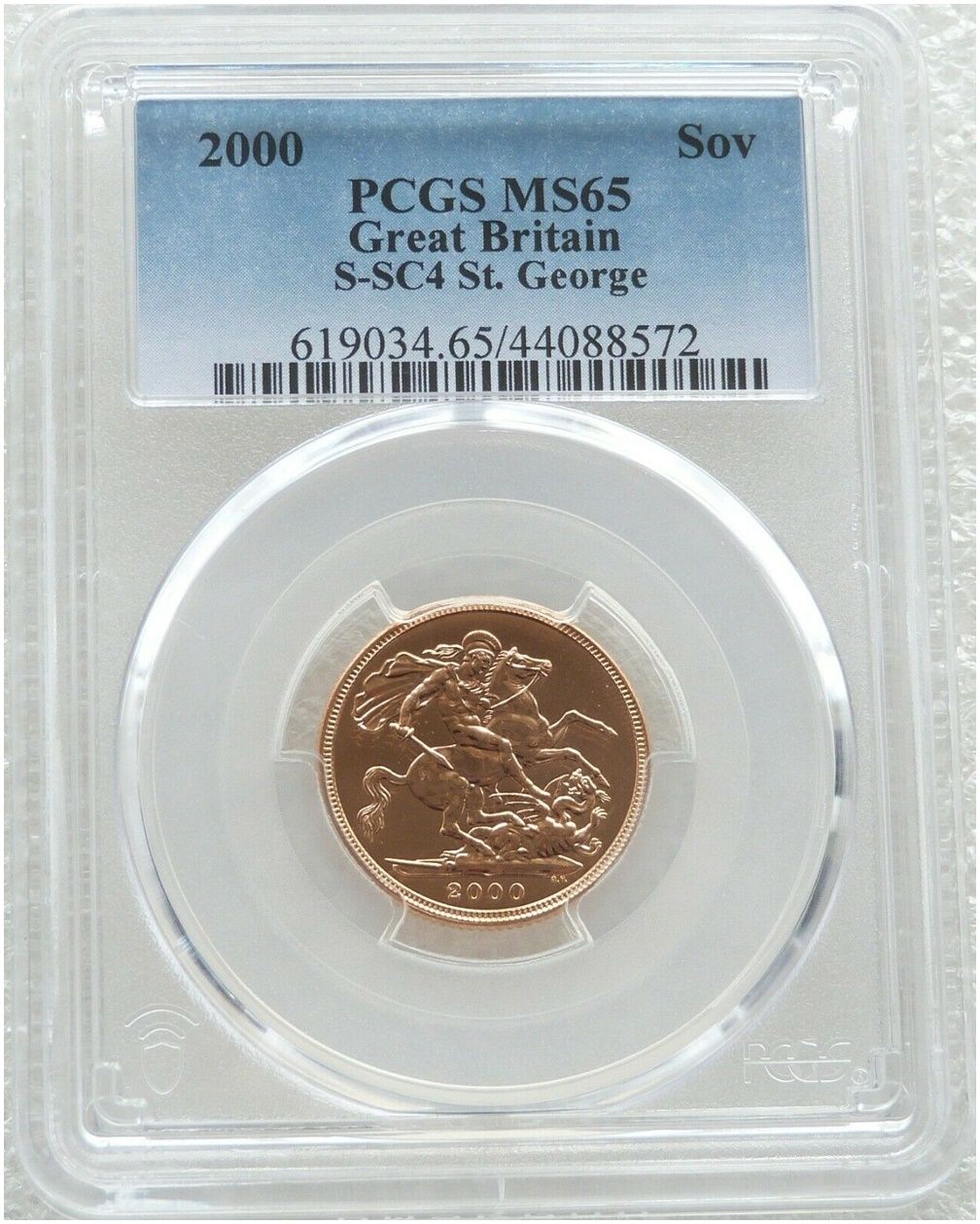 2000 St George and the Dragon Full Sovereign Gold Coin PCGS MS65