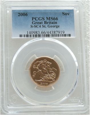 2006 St George and the Dragon Full Sovereign Gold Coin PCGS MS66