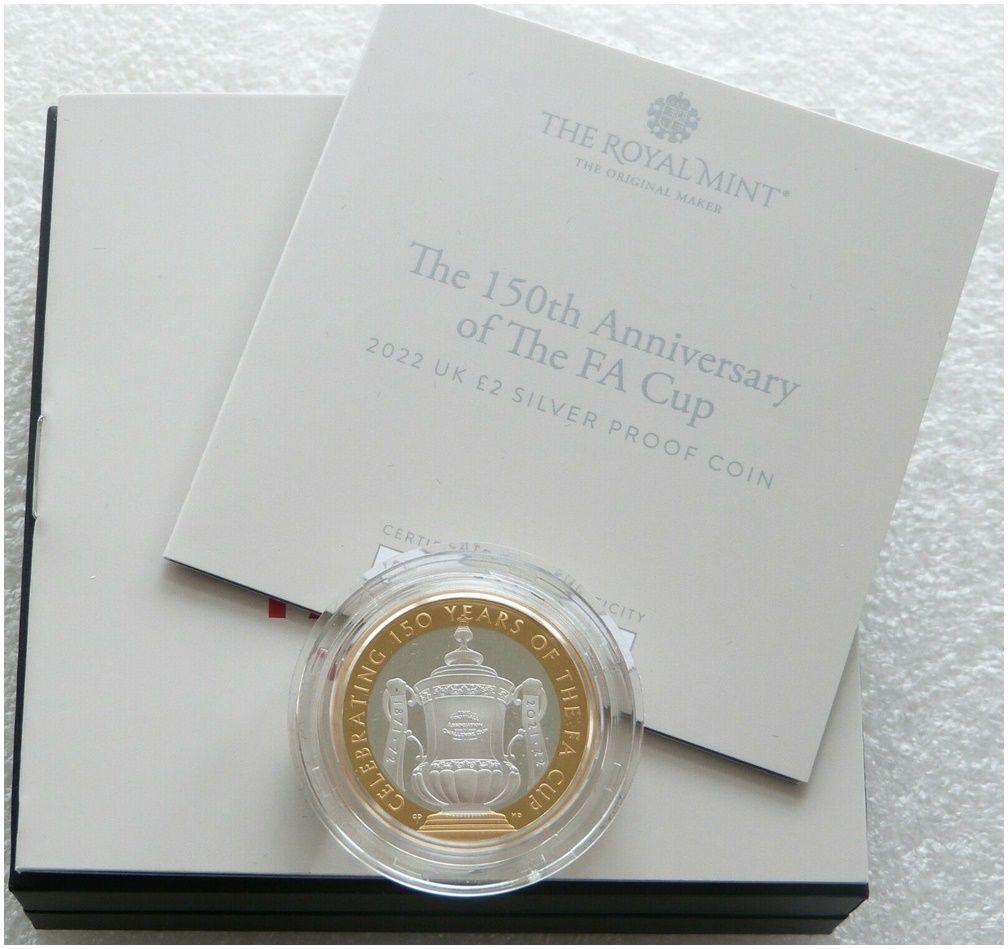 2022 FA Cup £2 Silver Proof Coin Box Coa 2022 FA Cup £2 Silver Proof Coin Box Coa