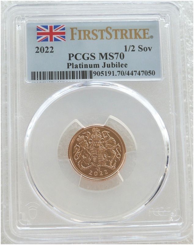 2022 Platinum Jubilee Half Sovereign Gold Coin PCGS MS70 First Strike - Pop 1