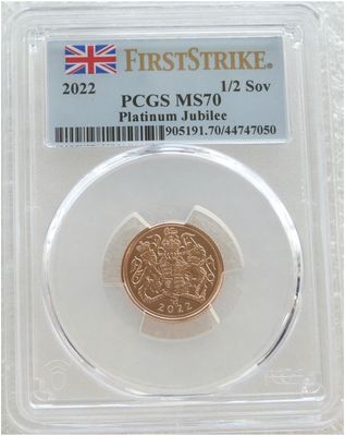 2022 Platinum Jubilee Half Sovereign Gold Coin PCGS MS70 First Strike - Pop 1