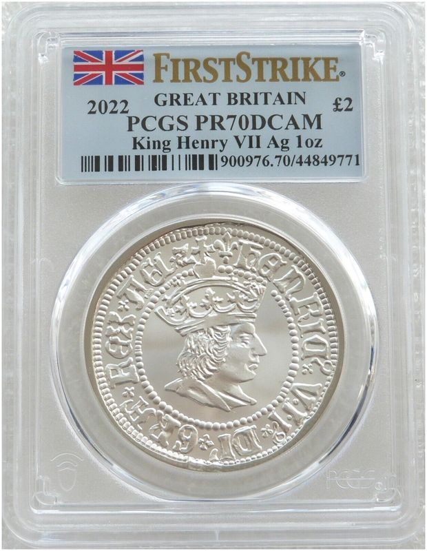 2022 British Monarchs King Henry VII £2 Silver Proof 1oz Coin PCGS PR70 DCAM First Strike 2022 British Monarchs King Henry VII £2 Silver Proof 1oz Coin PCGS PR70 DCAM First Strike