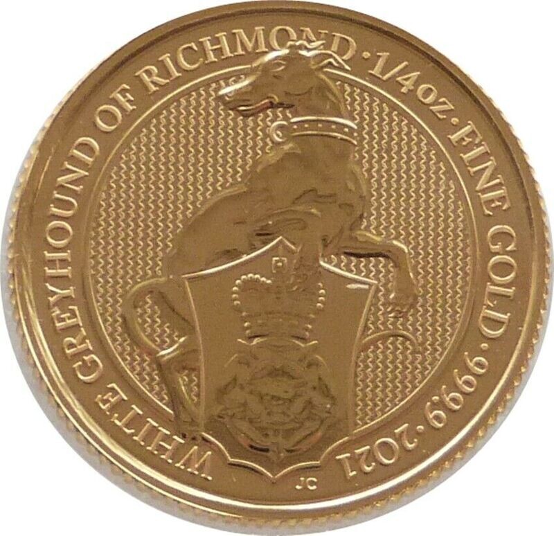 2021 Queen's Beasts White Greyhound of Richmond £25 Gold 1/4oz Coin