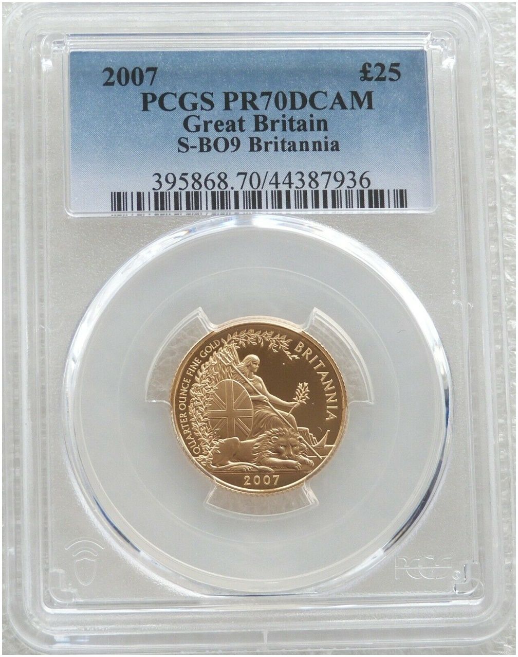 2007 Britannia £25 Gold Proof 1/4oz Coin PCGS PR70 DCAM 2007 Britannia £25 Gold Proof 1/4oz Coin PCGS PR70 DCAM