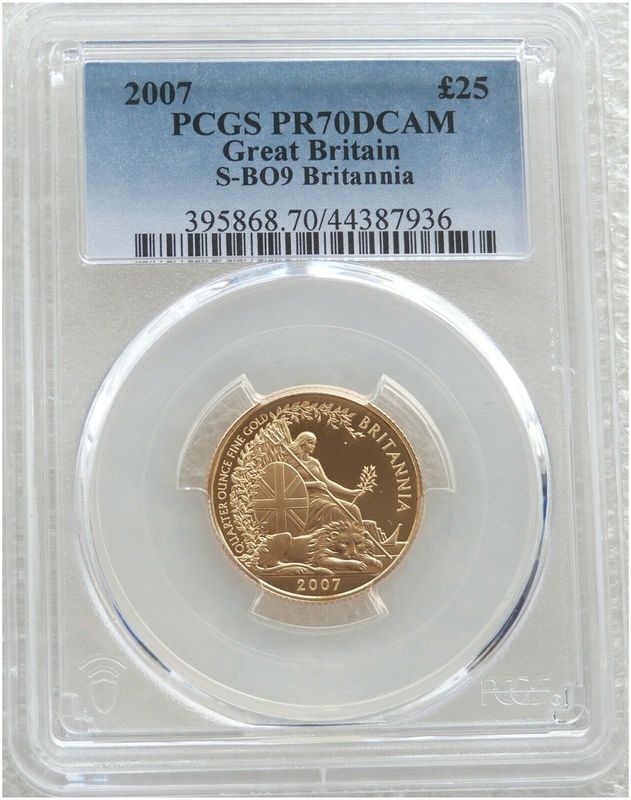 2007 Britannia £25 Gold Proof 1/4oz Coin PCGS PR70 DCAM 2007 Britannia £25 Gold Proof 1/4oz Coin PCGS PR70 DCAM