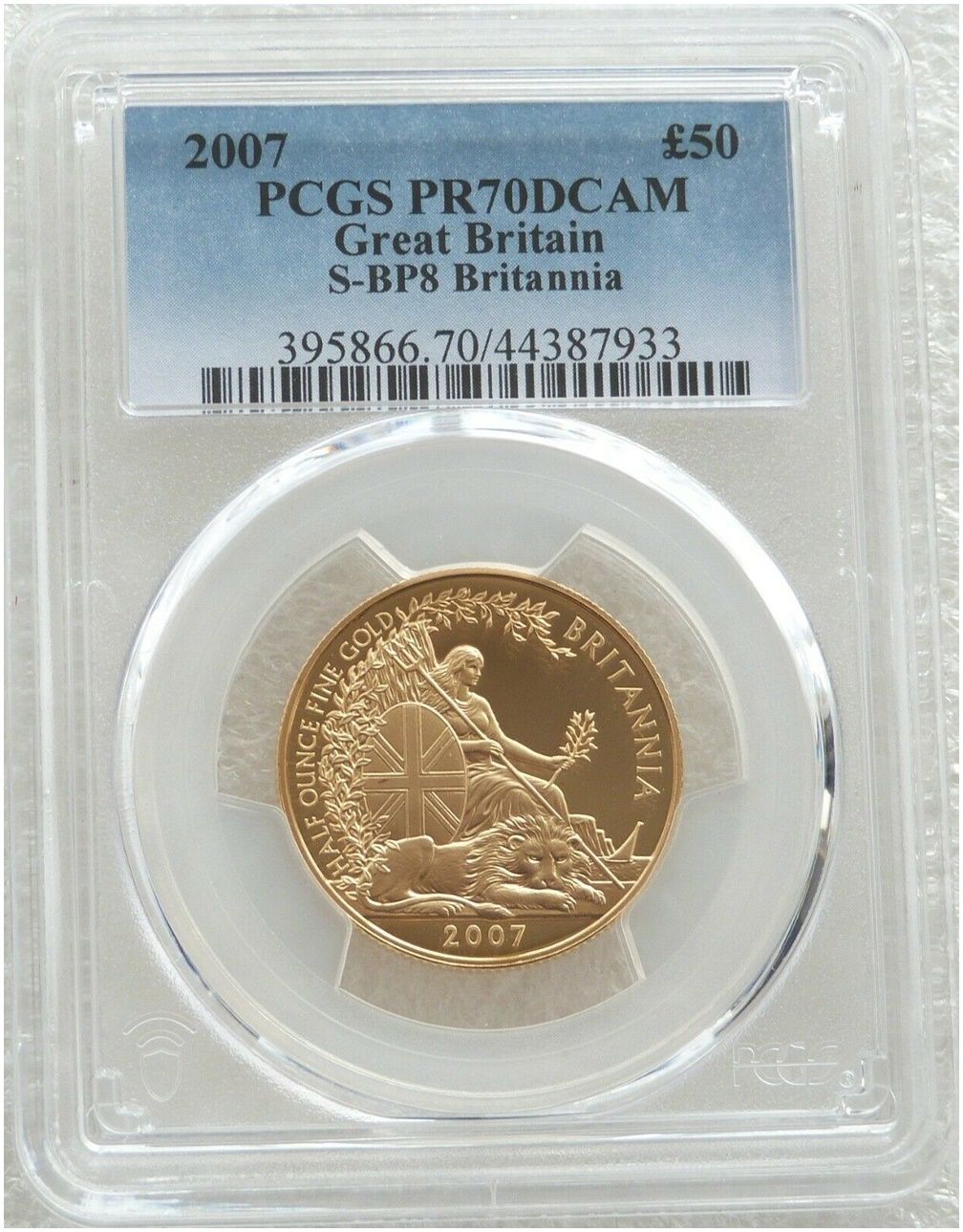 2007 Britannia £50 Gold Proof 1/2oz Coin PCGS PR70 DCAM 2007 Britannia £50 Gold Proof 1/2oz Coin PCGS PR70 DCAM