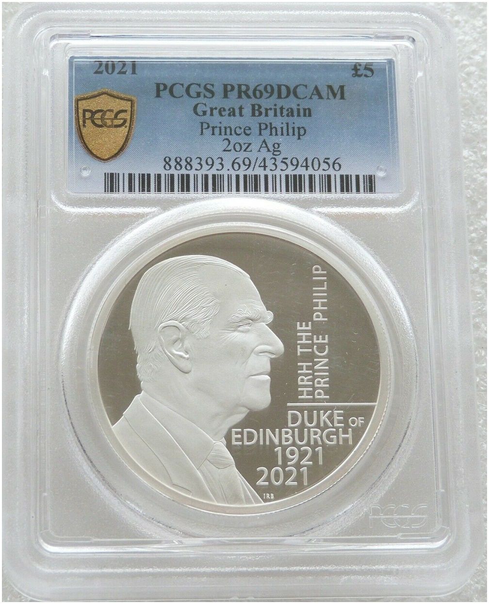 2021 Prince Philip Memorial £5 Silver Proof 2oz Coin PCGS PR69 DCAM 2021 Prince Philip Memorial £5 Silver Proof 2oz Coin PCGS PR69 DCAM