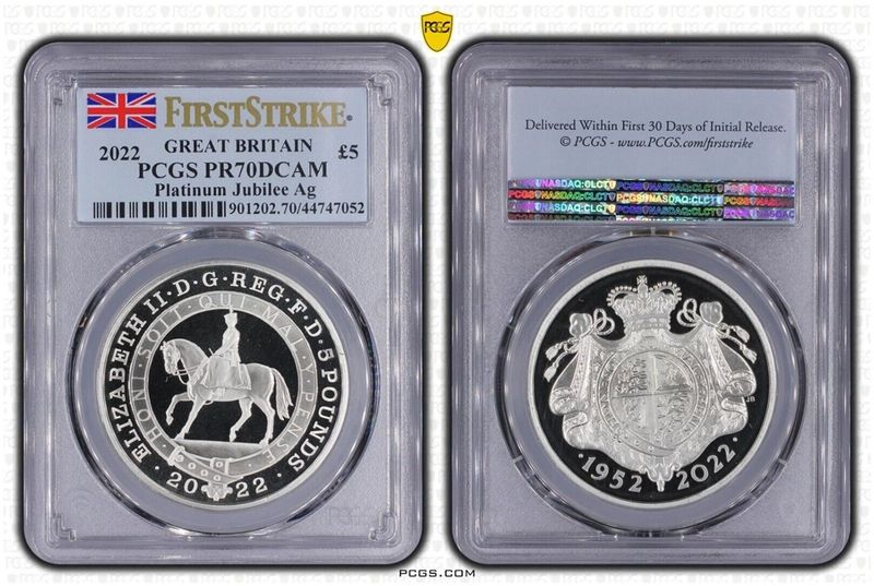 2022 Platinum Jubilee £5 Silver Proof Coin PCGS PR70 DCAM First Strike