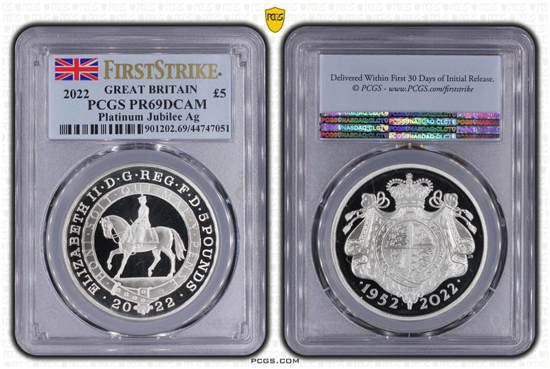 2022 Platinum Jubilee £5 Silver Proof Coin PCGS PR69 DCAM First Strike