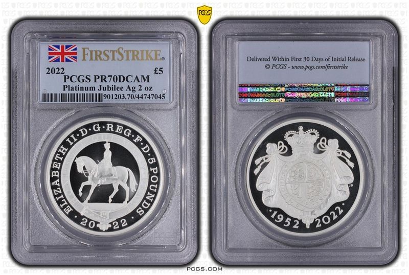2022 Platinum Jubilee £5 Silver Proof 2oz Coin PCGS PR70 DCAM First Strike