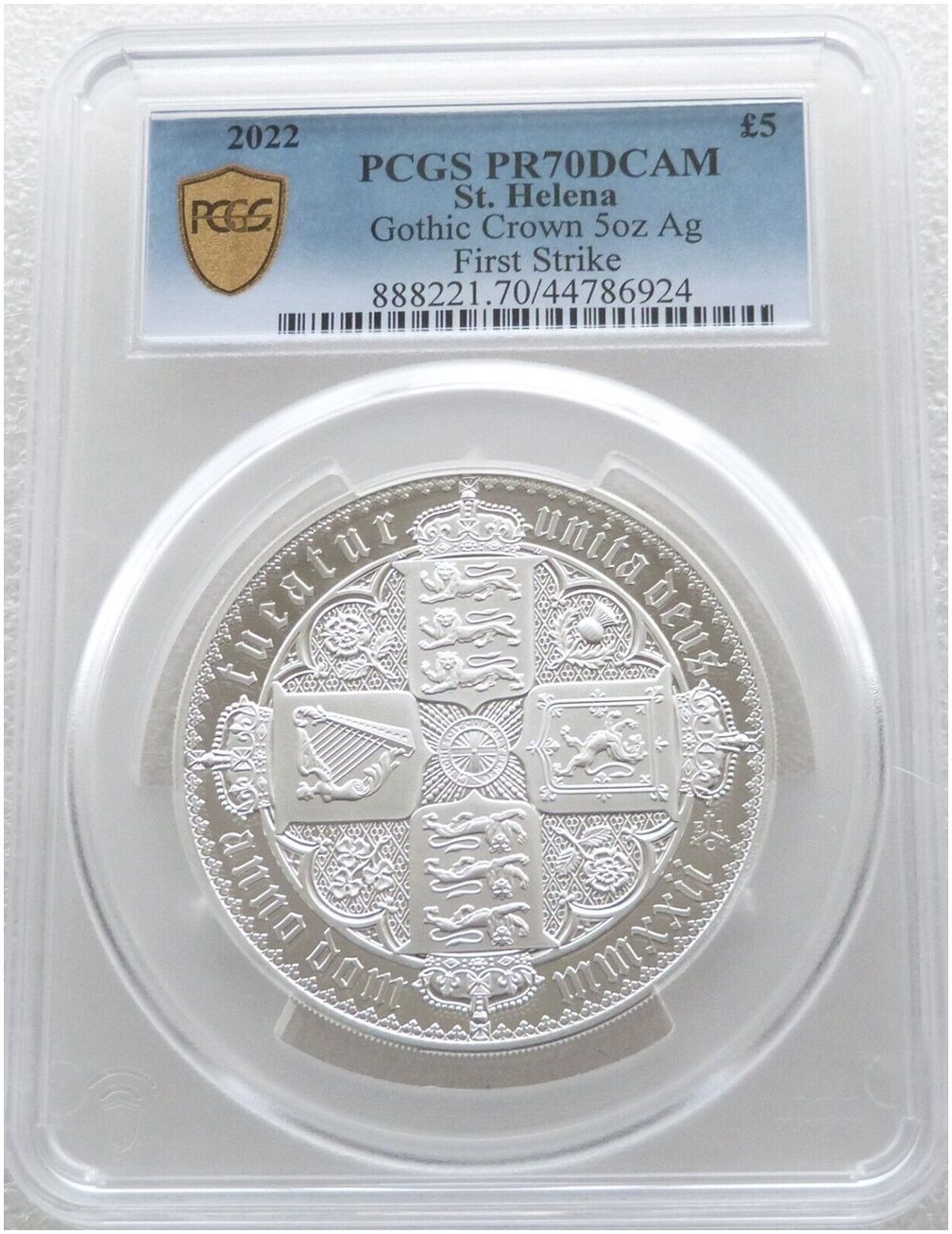 2022 Saint Helena Gothic Crown £5 Silver Proof 5oz Coin PCGS PR70 DCAM First Strike 2022 Saint Helena Gothic Crown £5 Silver Proof 5oz Coin PCGS PR70 DCAM First Strike