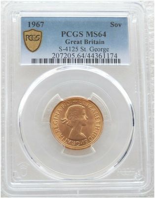 1967 St George and the Dragon Full Sovereign Gold Coin PCGS MS64
