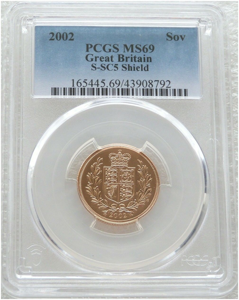 2002 Golden Jubilee Full Sovereign Gold Coin PCGS MS69