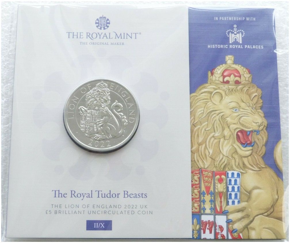 2022 Royal Tudor Beasts Lion of England £5 Brilliant Uncirculated Coin Pack Sealed