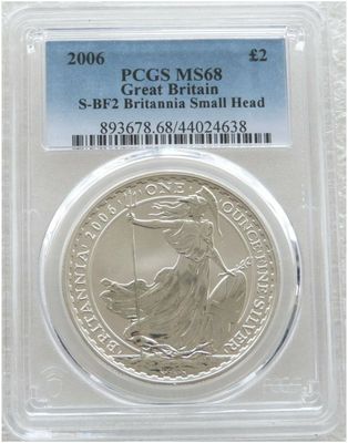 2006 Britannia £2 Silver Bullion 1oz Coin PCGS MS68 Mint Error Small Portrait 2006 Britannia £2 Silver Bullion 1oz Coin PCGS MS68 Mint Error Small Portrait