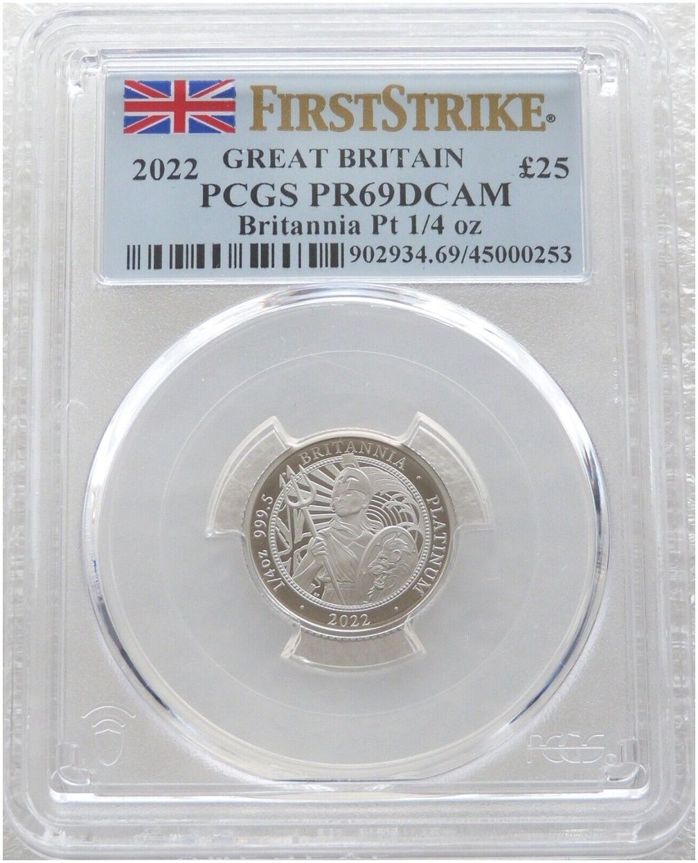 2022 Britannia £25 Platinum Proof 1/4oz Coin PCGS PR69 DCAM First Strike