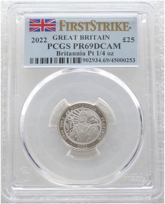 2022 Britannia £25 Platinum Proof 1/4oz Coin PCGS PR69 DCAM First Strike