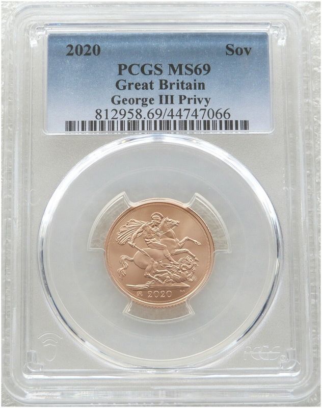 2020 George III Privy Full Sovereign Gold Matte Coin PCGS MS69