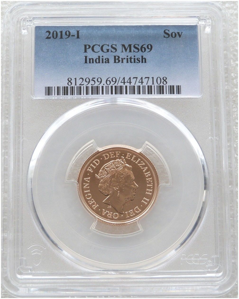 2019-I India Mint Mark Full Sovereign Gold Coin PCGS MS69