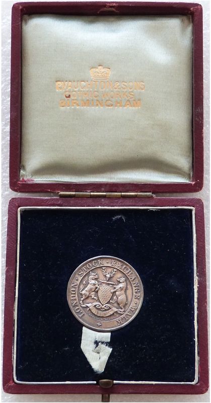 1903 First London Stock Exchange Walk Silver Medal Boxed