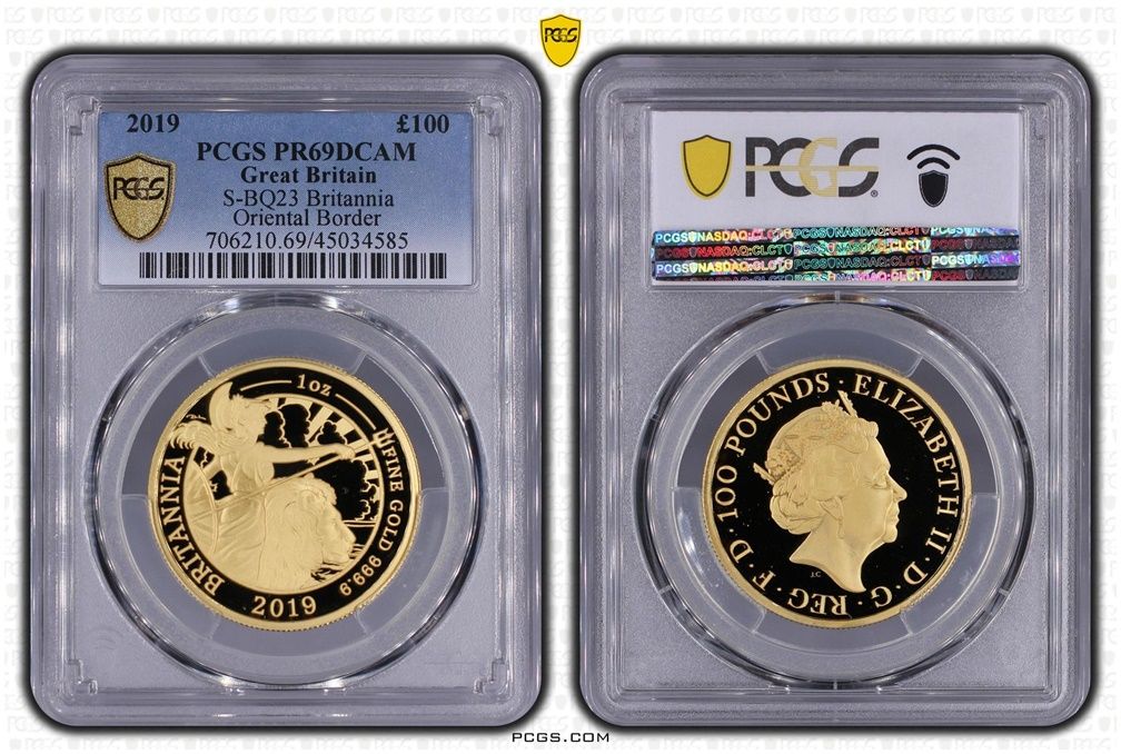 2019 Britannia £100 Gold Proof 1oz Coin PCGS PR69 DCAM - Mintage 165
