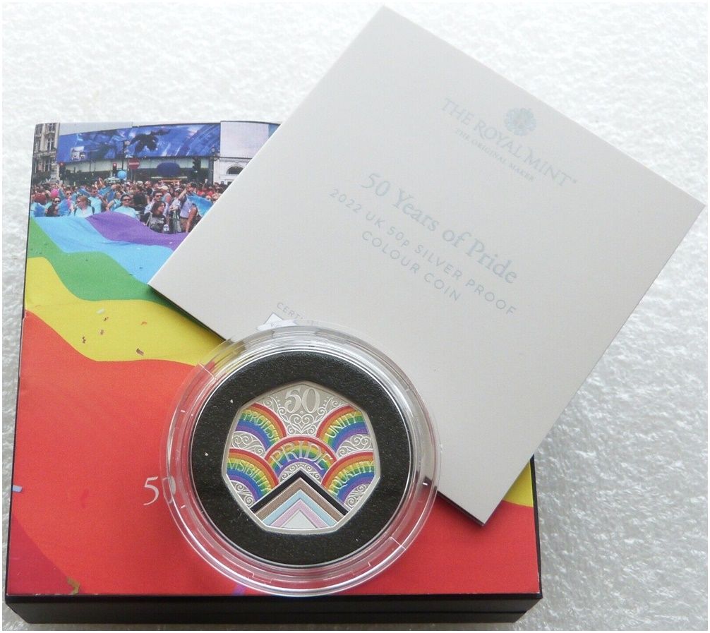 2022 Pride 50th Anniversary 50p Silver Proof Coin Box Coa