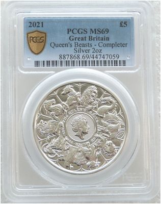 2021 Queen's Beasts Completer £5 Silver 2oz Coin PCGS MS69 - Last Coin 2021 Queen's Beasts Completer £5 Silver 2oz Coin PCGS MS69 - Last Coin